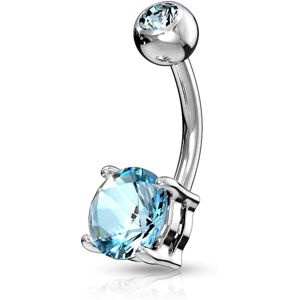 Piercing Street Piercing nombril solitaire zirconium rond turquoise - Argente