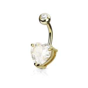 Piercing Street Piercing nombril solitaire plaque or coeur blanc - Dore