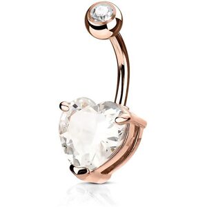 Piercing Street Piercing nombril solitaire plaque or rose coeur blanc - Or Rose