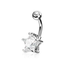 Piercing Street Piercing nombril solitaire zirconium etoile blanc - Argente