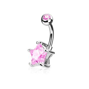 Piercing Street Piercing nombril solitaire zirconium etoile rose - Argente