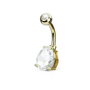 Piercing Street Piercing nombril solitaire plaque or larme blanche - Dore