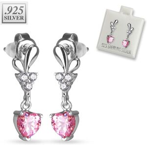 Piercing Street Paire boucles d'oreille argent coeurs roses - Argente