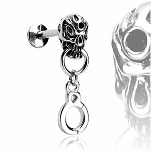 Piercing Street Piercing labret levre skull menotte - Argente