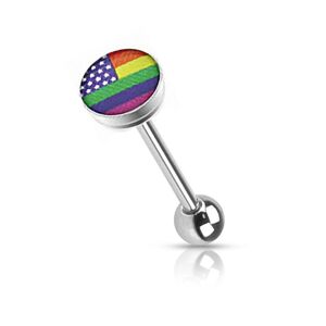 Piercing Street Piercing langue LGBT drapeau etoiles - Argente