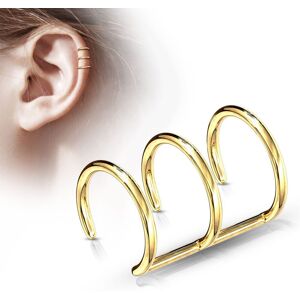 Piercing Street Faux Piercing Oreille Cartilage Plaque Or Triple Anneaux - Dore