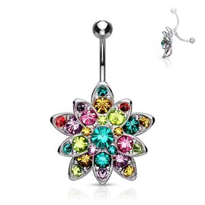 Piercing Street Piercing nombril fleur petales multiclores - Argente