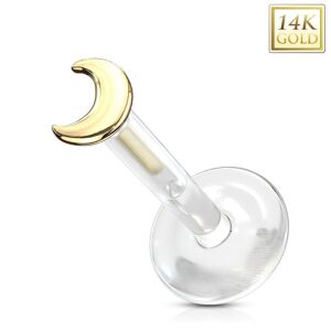 Piercing Street Piercing oreille labret Bioplast embout lune en Or Jaune 14 Carats - Dore