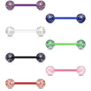 Piercing Street Piercing langue Bioflex Boules Acrylique Ultra Glitter - Multicolore