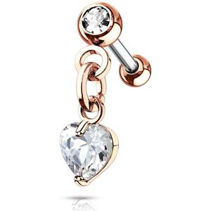 Piercing Street Piercing oreille cartilage helix pendentif coeur cristal blanc plaque or rose - Or Rose