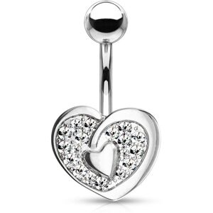 Piercing Street Piercing nombril acier coeur pave de strass - Argente