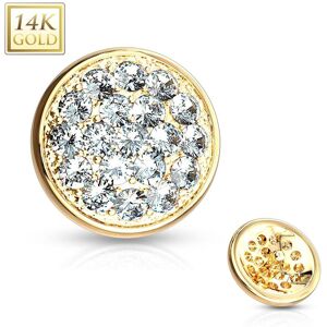 Piercing Street Piercing microdermal Or jaune 14 Carats dôme pave de strass - Dore