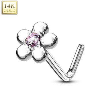 Piercing Street Piercing nez Or blanc 14 carats fleur petales rose - Argente