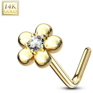 Piercing Street Piercing nez Or jaune 14 carats fleur petales blanc - Dore