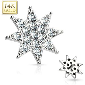 Piercing Street Piercing microdermal Or blanc 14 Carats etoile pavee de strass - Argente