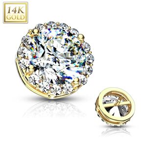 Piercing Street Piercing microdermal Or jaune 14 Carats large pierre zirconium - Dore