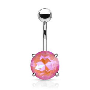 Piercing Street Piercing nombril cristal aurore boreale rose - Argente