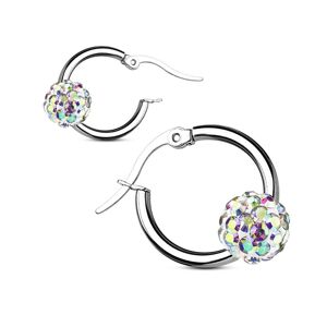 Piercing Street Paire boucles d'oreille anneaux boule cristal aurore boreale - Argente