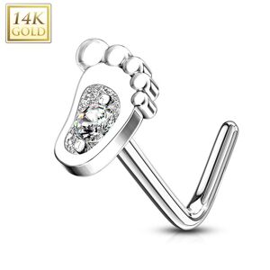 Piercing Street Piercing nez Or blanc 14 carats pied de bebe - Argente