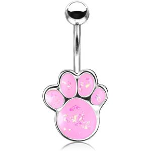 Piercing Street Piercing nombril patte de chiot opaline rose - Argente