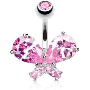 Piercing Street Piercing nombril papillon large zirconium rose - Argenté - Publicité