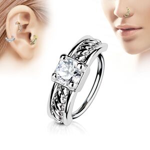 Piercing Street Piercing oreille nez anneau gemme blanc - Argente