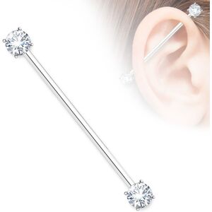 Piercing Street Piercing industriel oreille double zirconium blanc - Argente