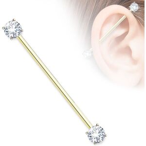 Piercing Street Piercing industriel oreille plaque or double zirconium blanc - Dore