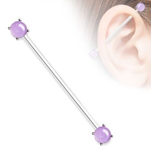 Piercing Street Piercing industriel oreille double pierre amethyste - Argente