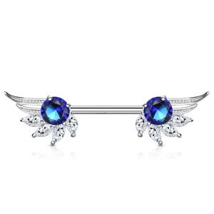 Piercing Street Piercing téton ailes d'ange zirconium marquise bleu - Argenté - Publicité