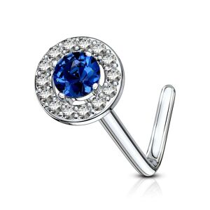 Piercing Street Piercing nez tige en L embout rond gemme bleu - Argente