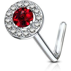 Piercing Street Piercing nez tige en L embout rond gemme rouge - Argente