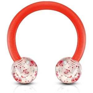 Piercing Street Piercing oreille fer a cheval Bioflex a paillettes rouge - Rouge