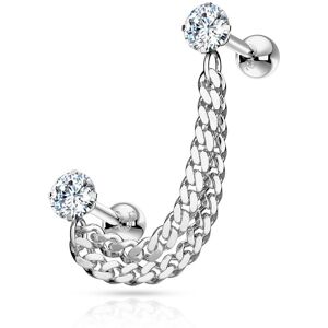 Piercing Street Double piercing cartilage oreille chaines argente - Argente