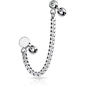 Piercing Street Double piercing cartilage oreille chaine cercle - Argente