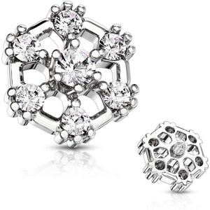 Piercing Street Piercing microdermal hexagone sept strass - Argente