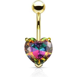 Piercing Street Piercing nombril dore coeur cristal aurore boreale multicolore - Dore