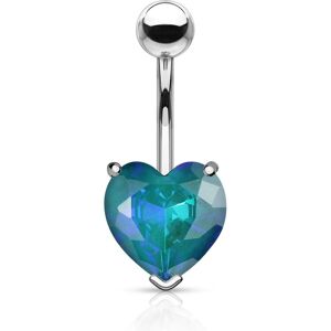 Piercing Street Piercing nombril coeur cristal aurore boreale turquoise - Argente