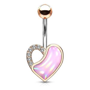 Piercing Street Piercing nombril rose coeur pierre lumineuse rose - Or Rose