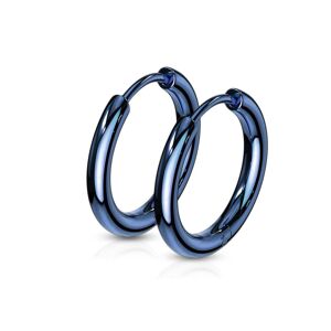 Piercing Street Paire boucles d'oreille anneaux en acier bleu - Bleu