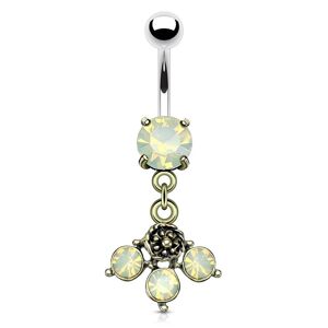 Piercing Street Piercing nombril pendentif cristaux opalite - Argente