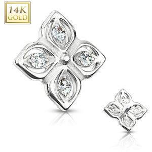 Piercing Street Piercing microdermal Or blanc 14 Carats fleur a 4 petales - Argente