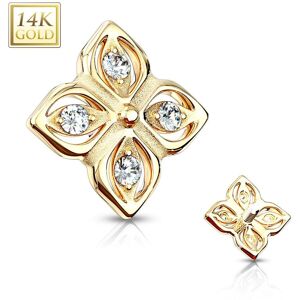 Piercing Street Piercing microdermal Or jaune 14 Carats fleur a 4 petales - Dore