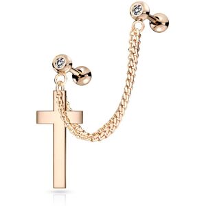 Piercing Street Double piercing cartilage oreille chaine croix or rose - Or Rose