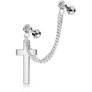 Piercing Street Double piercing cartilage oreille chaine croix argente - Argente