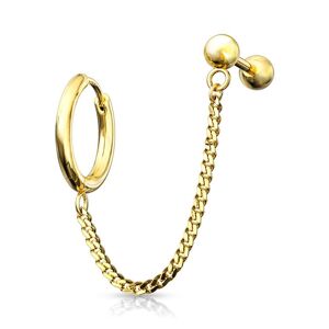 Piercing Street Double piercing cartilage oreille chaine anneau barbell dore - Dore