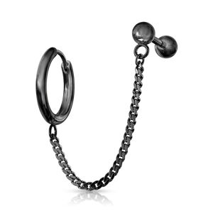 Piercing Street Double piercing cartilage oreille chaine anneau barbell noir - Noir