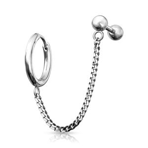 Piercing Street Double piercing cartilage oreille chaine anneau barbell argente - Argente