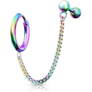 Piercing Street Double piercing cartilage oreille chaine anneau barbell multicolore - Multicolore