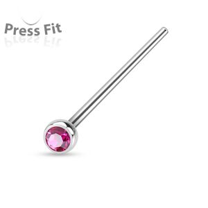 Piercing Street Piercing nez fishtail pliable strass fuchsia - Argente